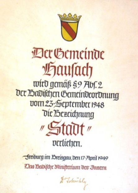 1949 B1 Stadtrecht Urkunde 1949